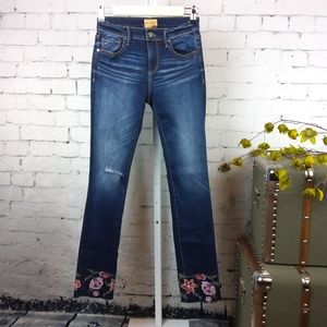 Driftwood Colette Floral Straight Leg Crop Jeans Blue 24